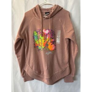 "Love" Faded Pink Hoodie Sweatshirt By Andy Maxx. Perfect For Valentines! Medium